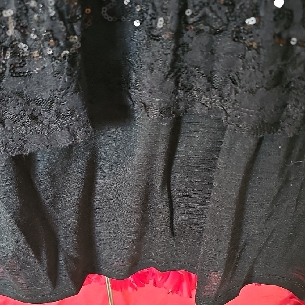 Deb Elegant Black Sequin Tank Top With Crop Overlay Size Xlarge - Picture 8 of 9